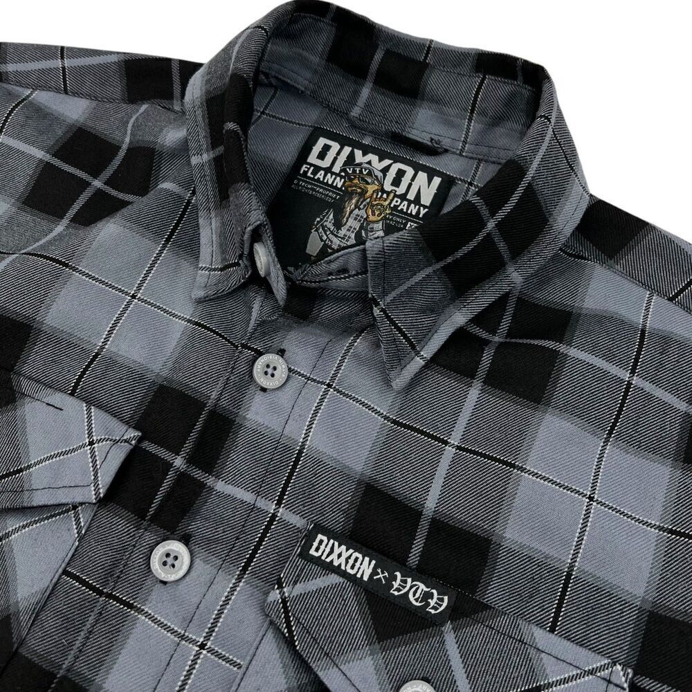 DIXXON x V-Twin Visionary Men's Long Sleeve Plaid Flannel Gray XS
